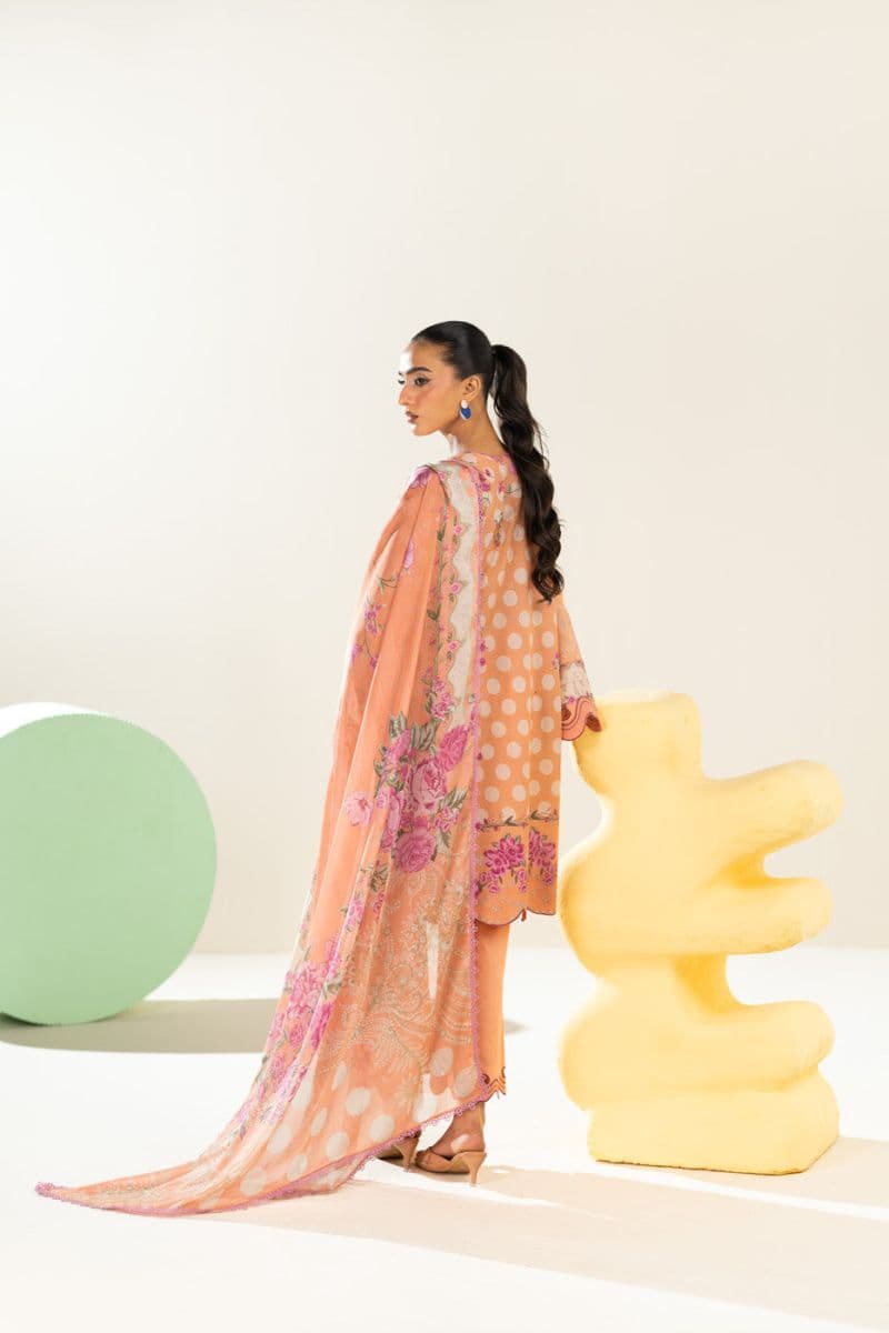 Peach Printed Lawn 3 Piece Unstitched Suit thumbnail