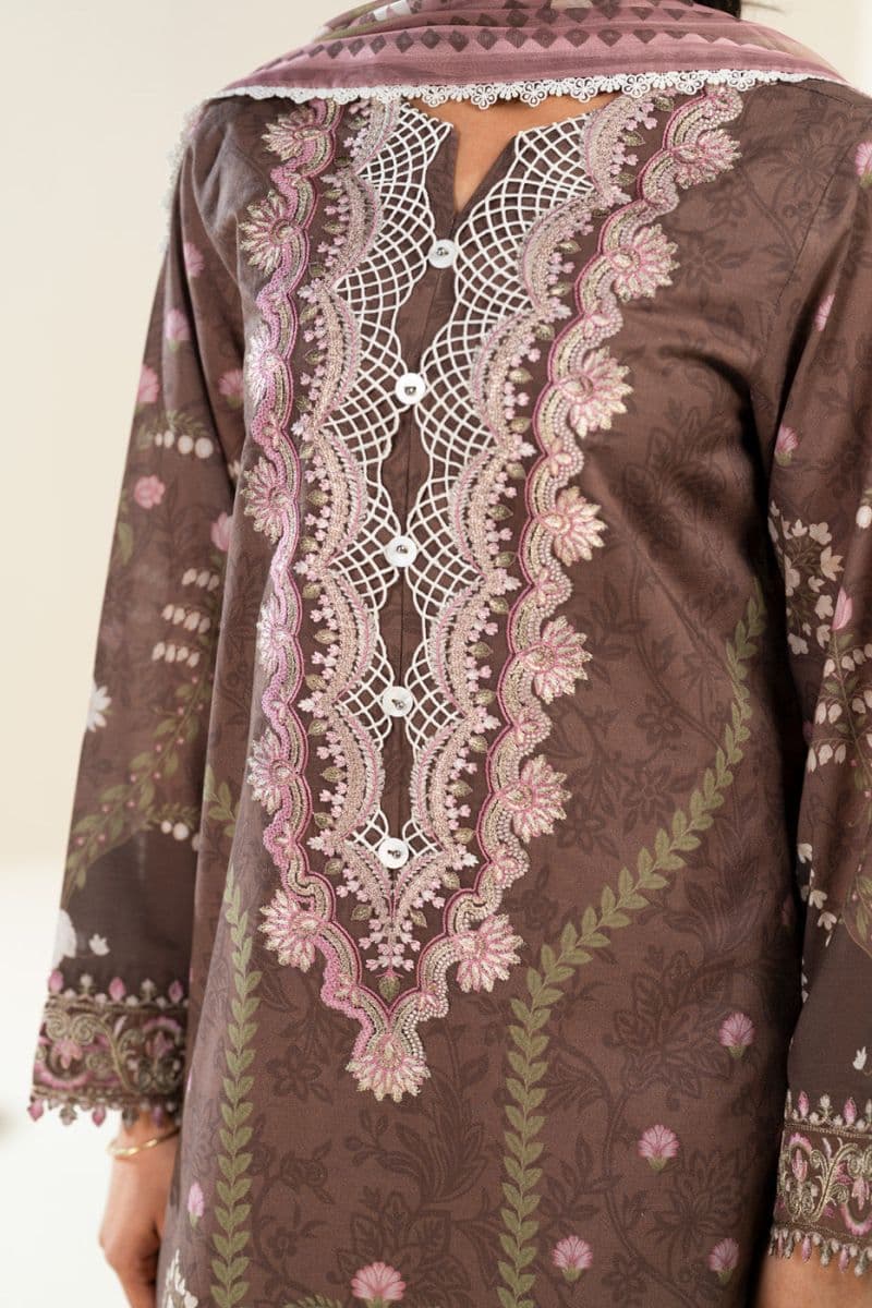Brown Embroidered Lawn 3 Piece Unstitched Suit thumbnail