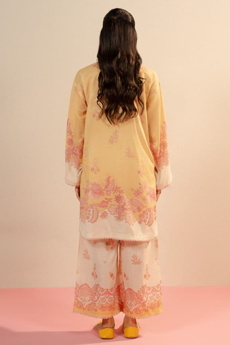 Beige Printed Lawn 2 Piece Unstitched Suit
