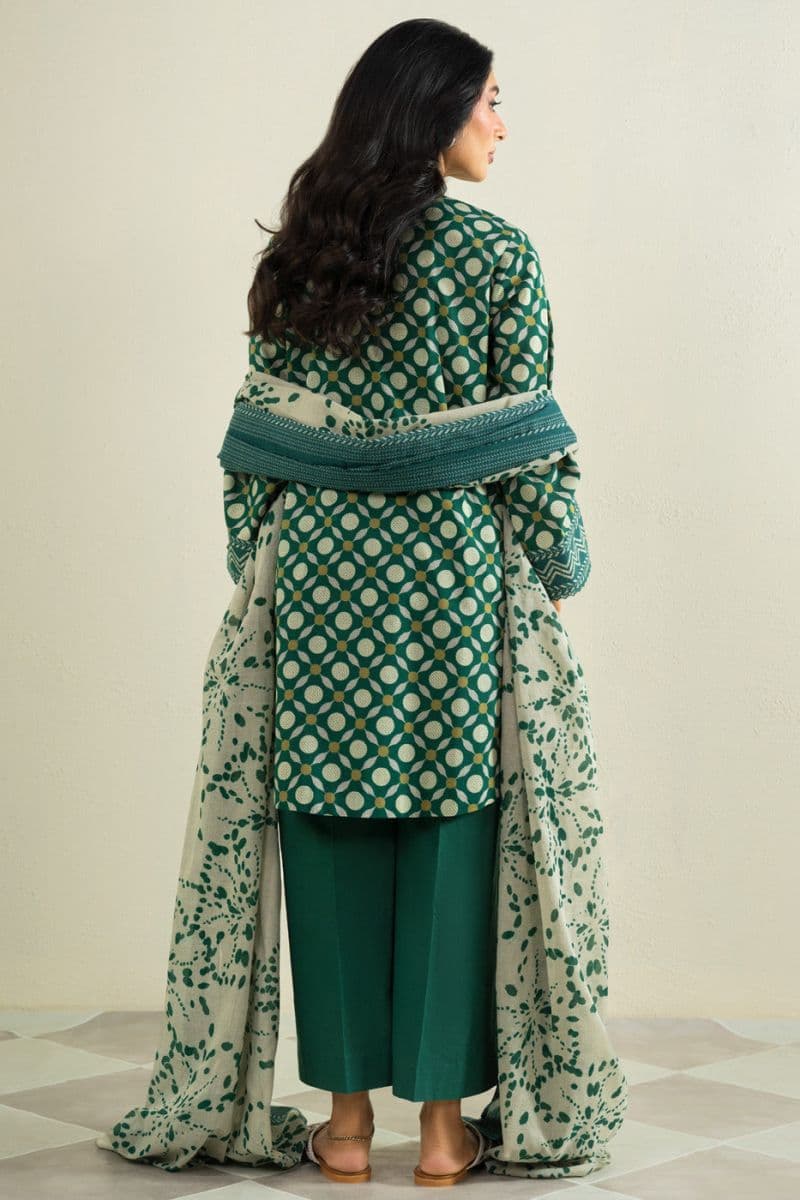 Dark Green Printed Cambric 2 Piece Dupatta