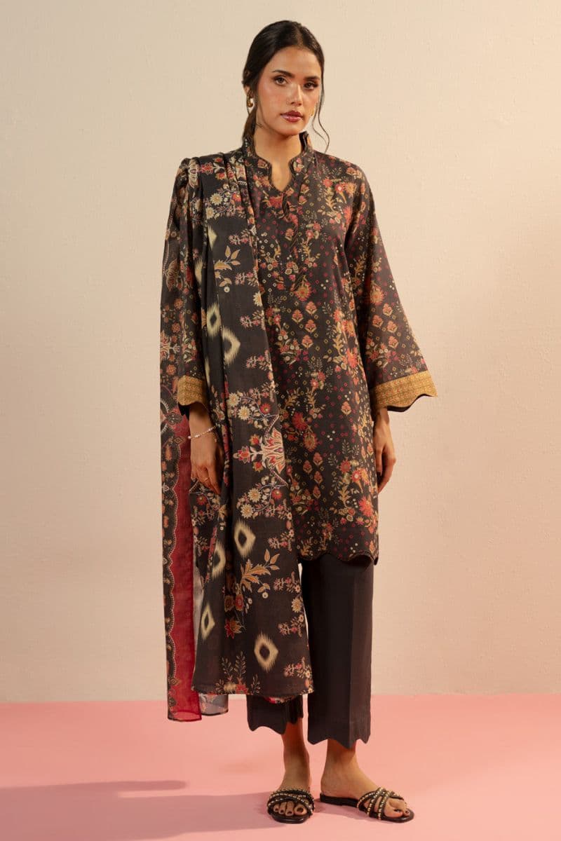 Black Printed Cambric 2 Piece Dupatta