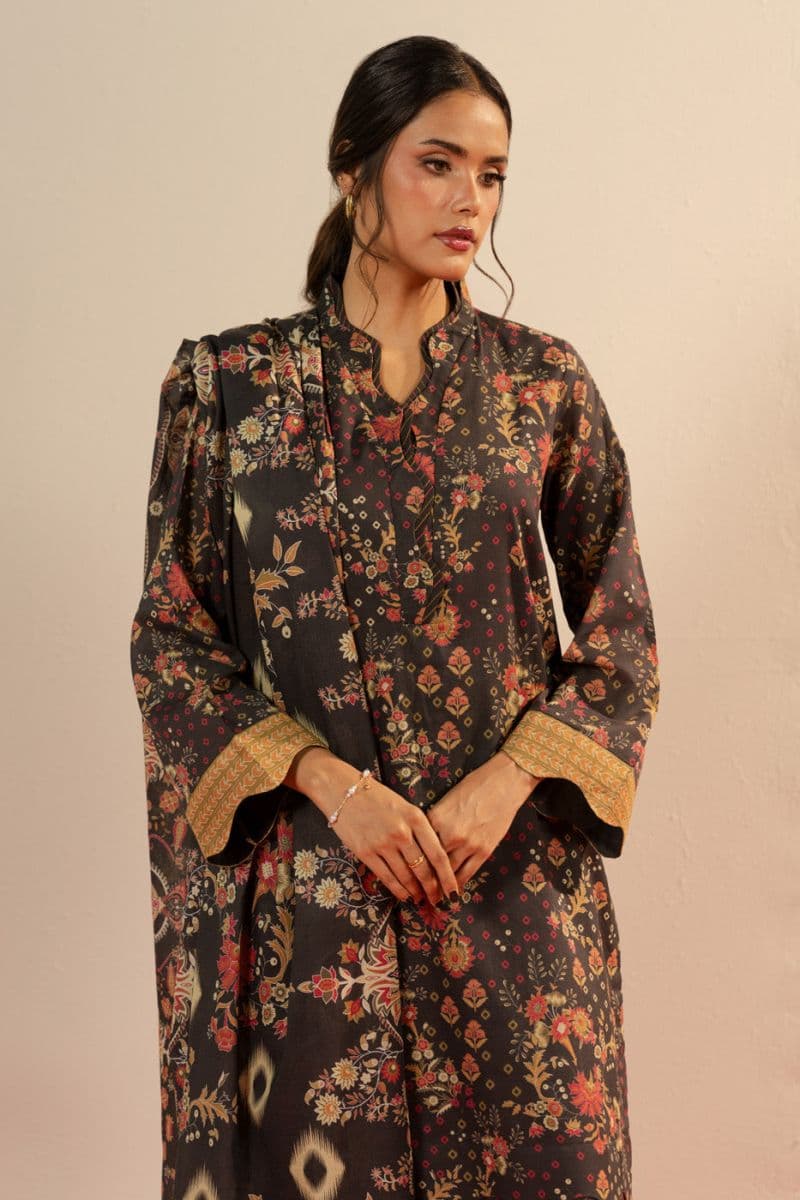 Black Printed Cambric 2 Piece Dupatta