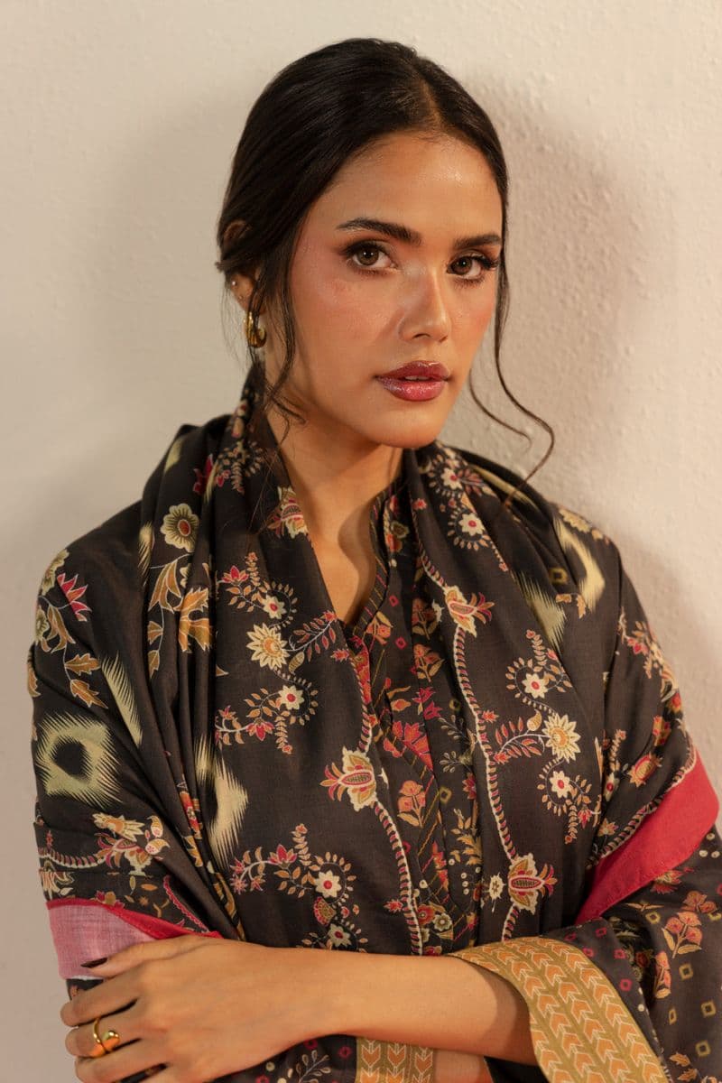 Black Printed Cambric 2 Piece Dupatta