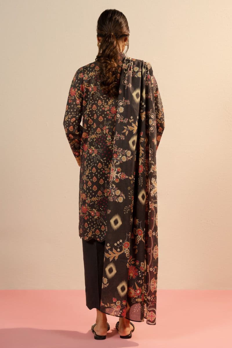 Black Printed Cambric 2 Piece Dupatta