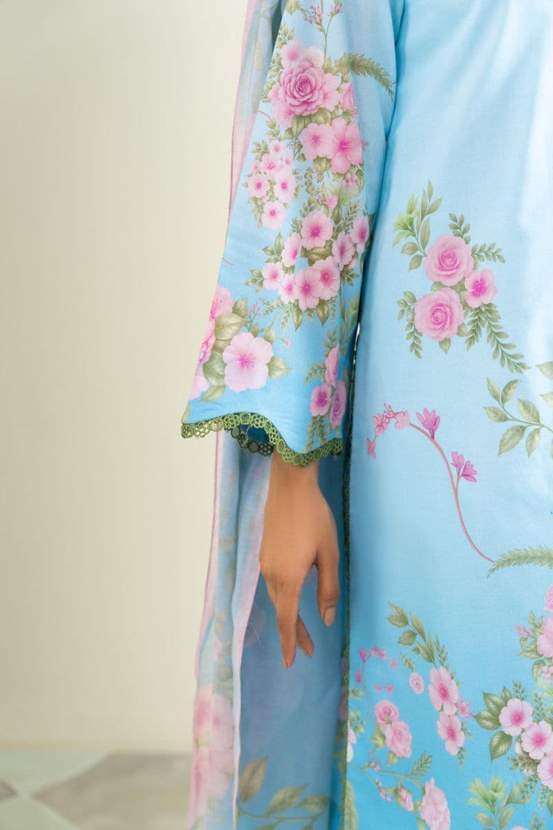 Light Blue Printed Cambric 2 Piece Dupatta