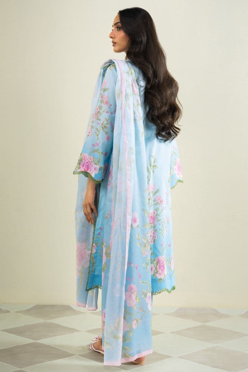 Light Blue Printed Cambric 2 Piece Dupatta