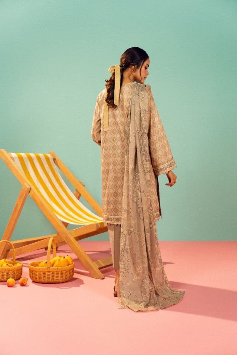 Beige Printed Lawn 3 Piece Unstitched Suit thumbnail