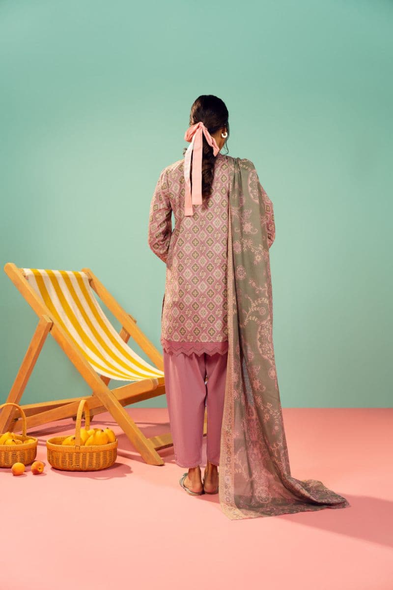 Pink Printed Lawn 3 Piece Unstitched Suit