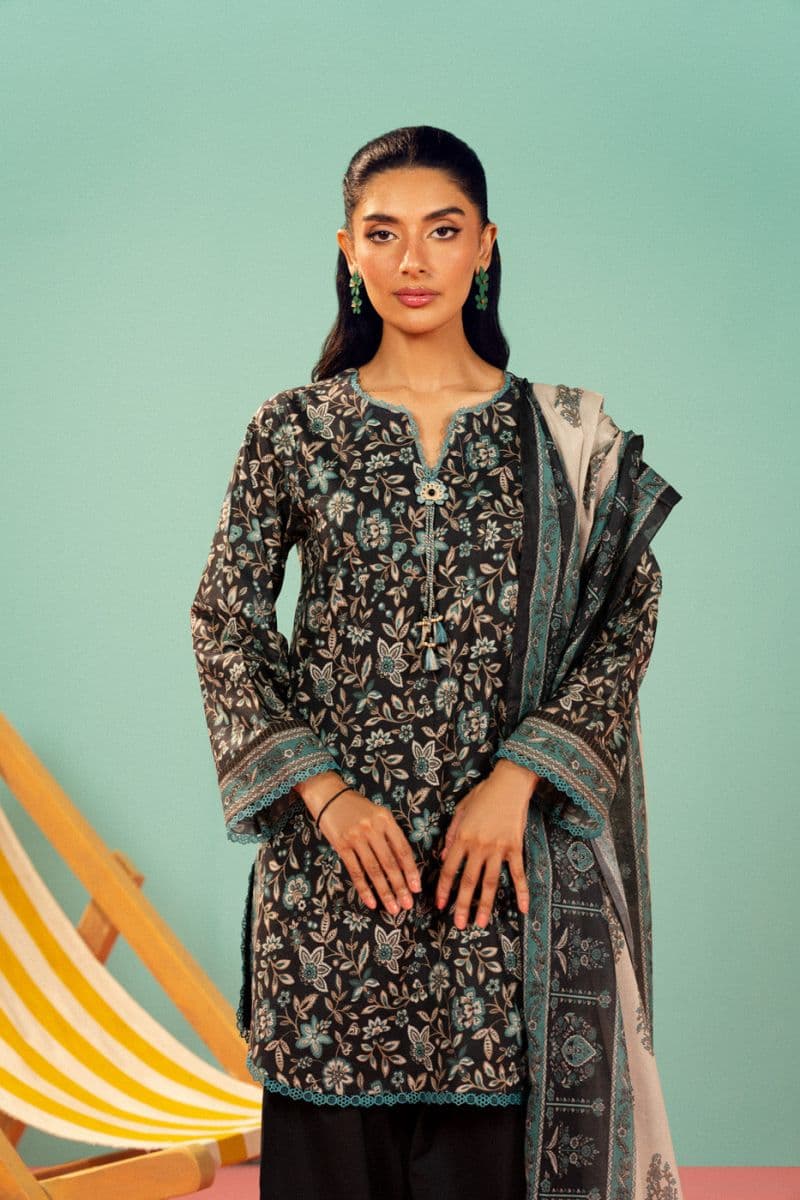 Dark Blue Printed Lawn 3 Piece Unstitched Suit