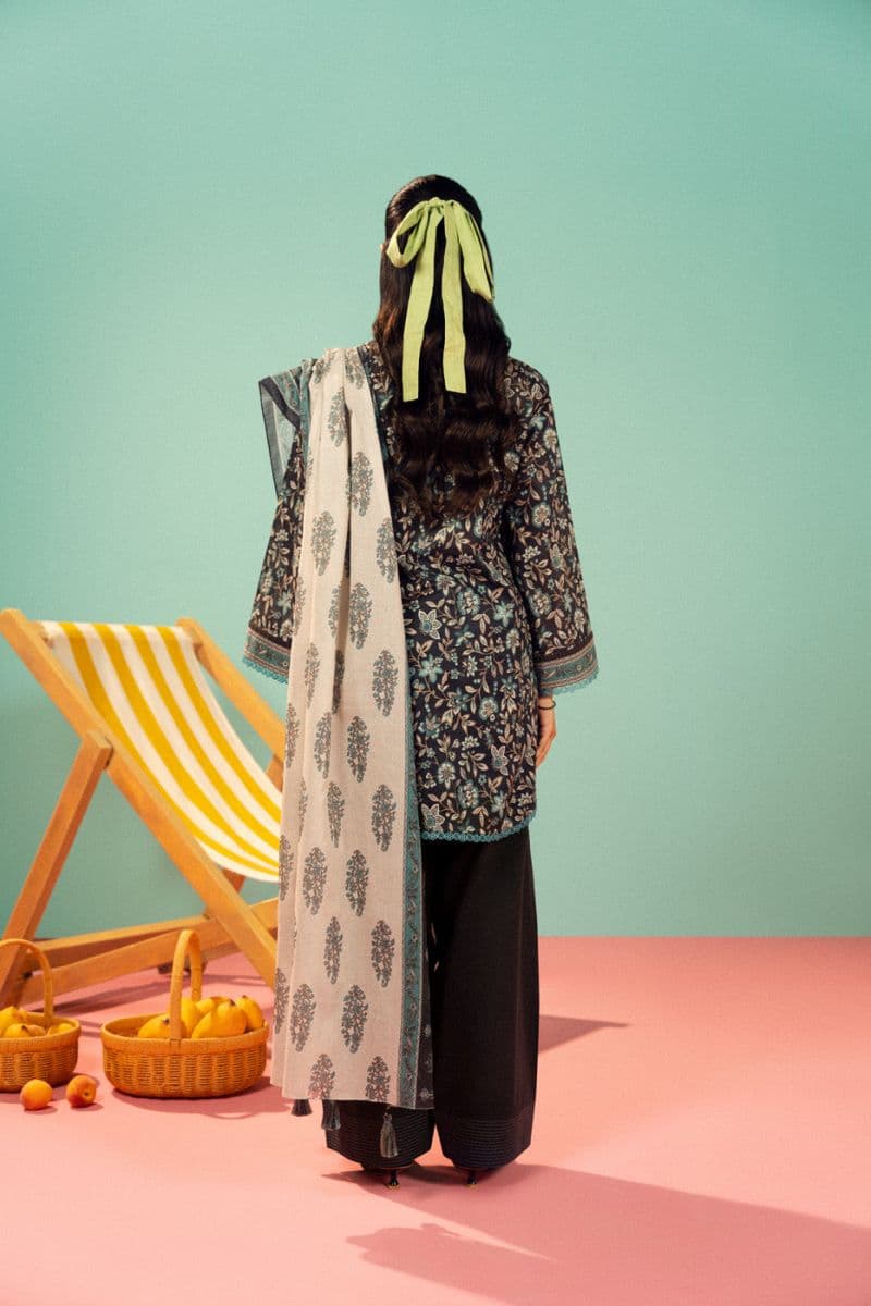 Dark Blue Printed Lawn 3 Piece Unstitched Suit