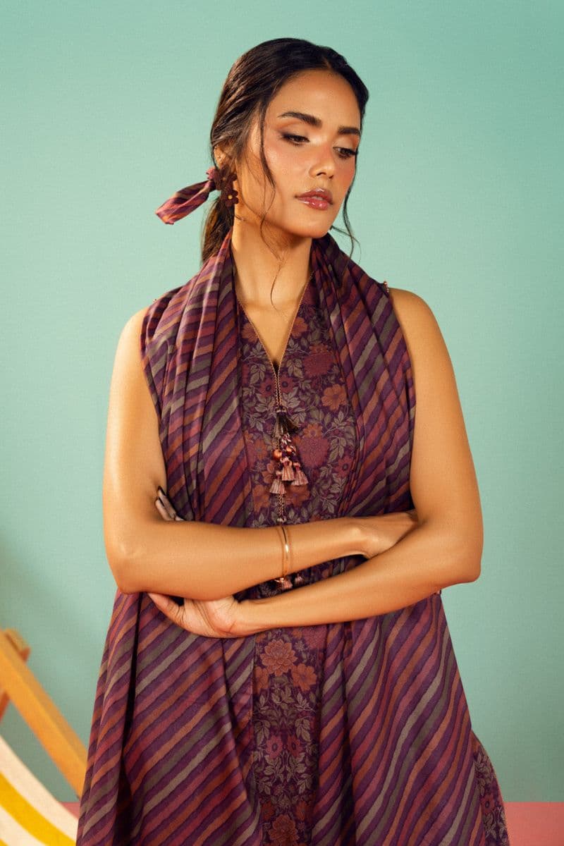 Purple Printed Lawn 3 Piece Unstitched Suit thumbnail
