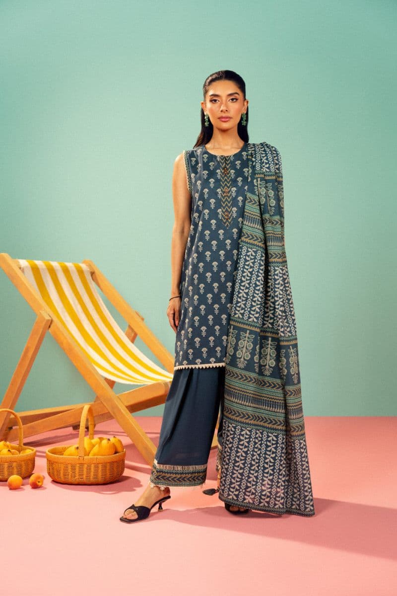 Blue Printed Lawn 3 Piece Unstitched Suit thumbnail