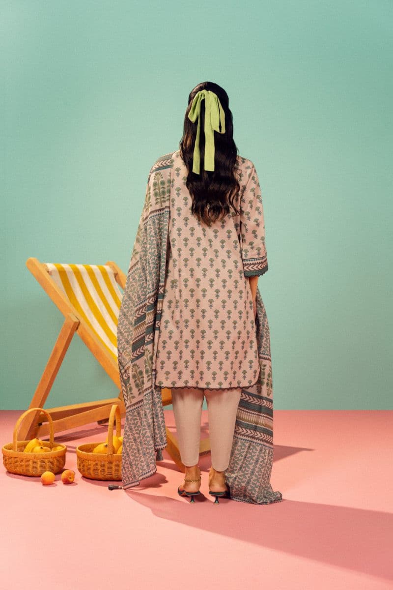 Beige Printed Lawn 3 Piece Unstitched Suit thumbnail