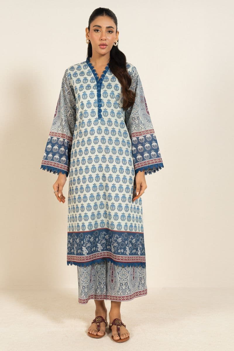 Beige Printed Lawn 2 Piece Unstitched Suit thumbnail