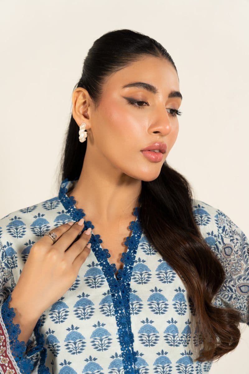 Beige Printed Lawn 2 Piece Unstitched Suit thumbnail