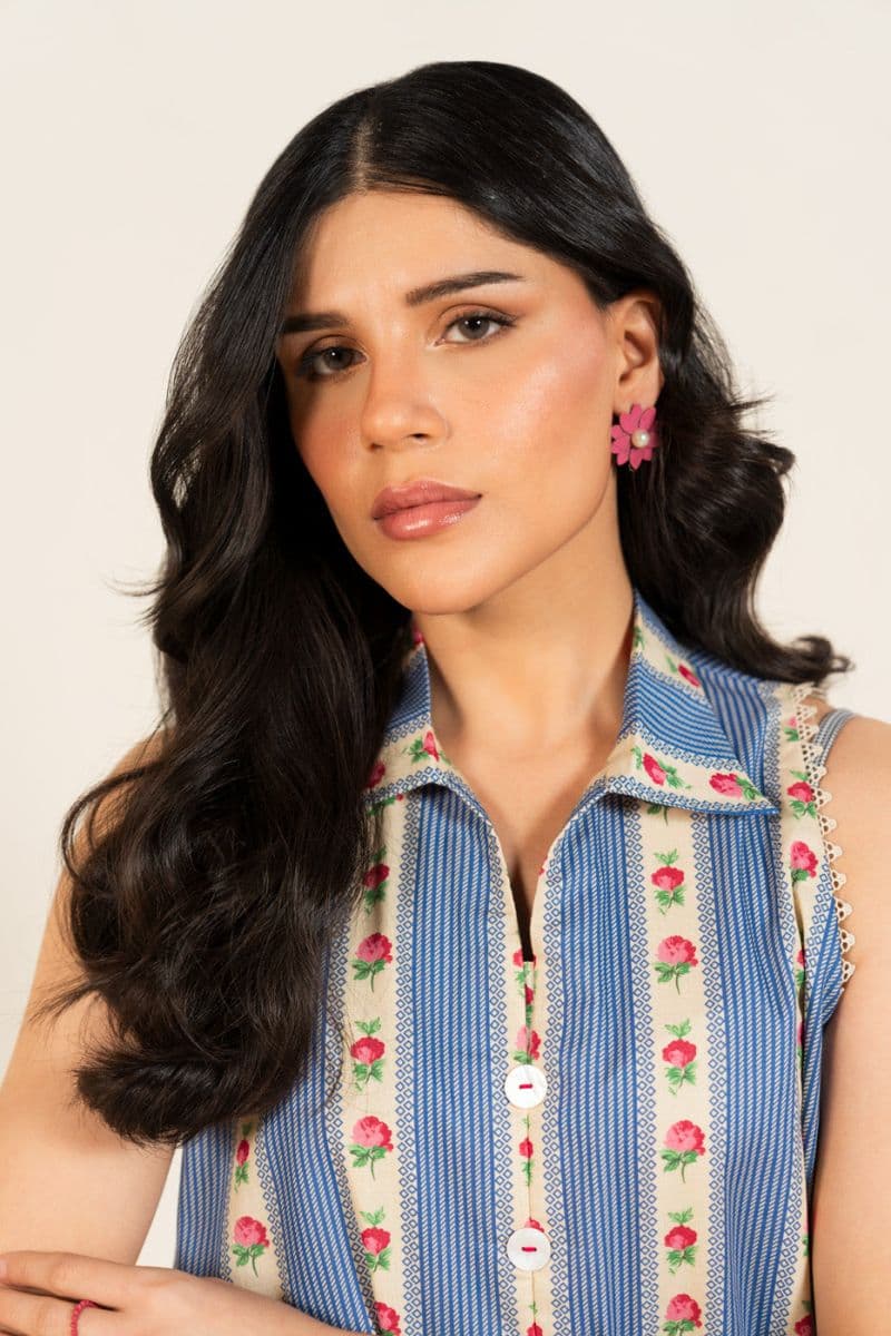 Cream Printed Lawn 2 Piece Unstitched Suit