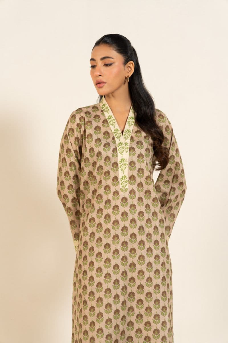 Beige Printed Lawn 2 Piece Unstitched Suit thumbnail