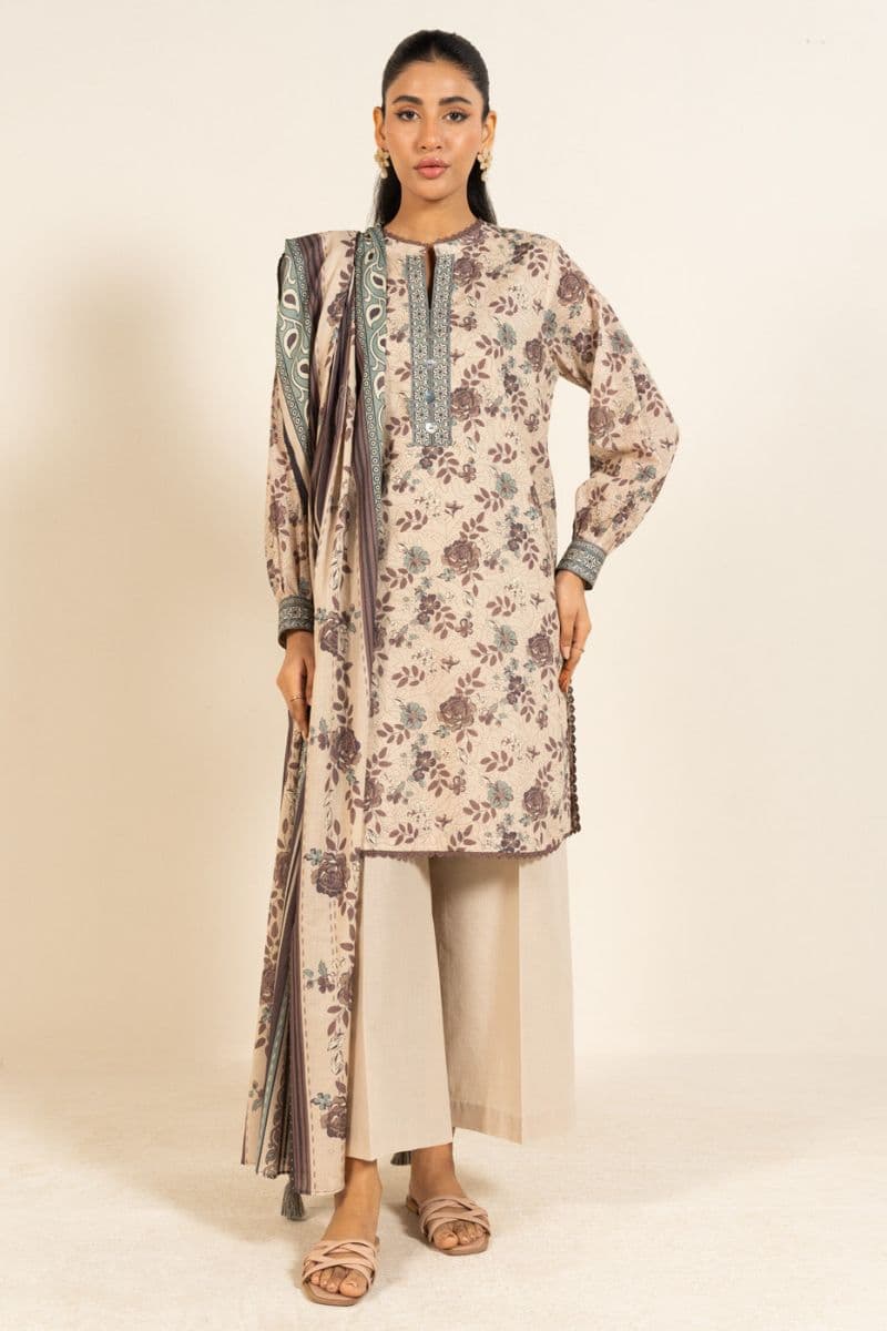 Cream Printed Lawn 2 Piece Dupatta thumbnail