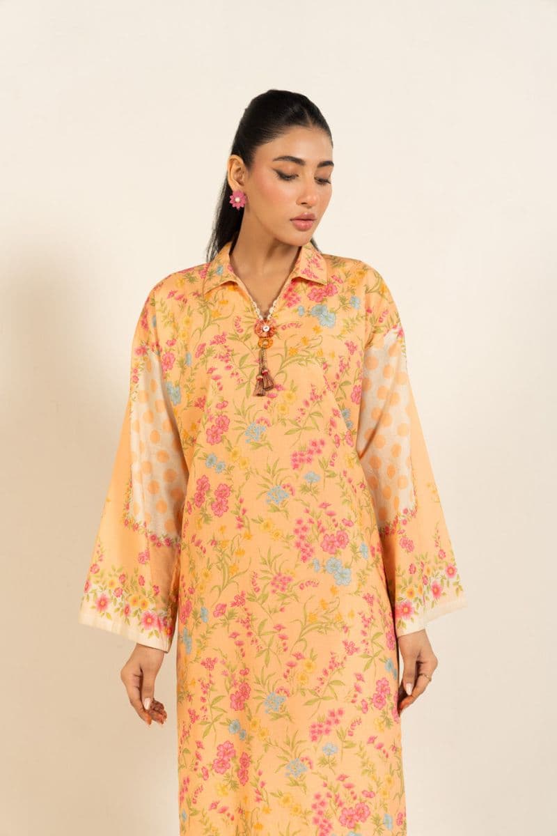 Peach Printed Lawn 2 Piece Unstitched Suit