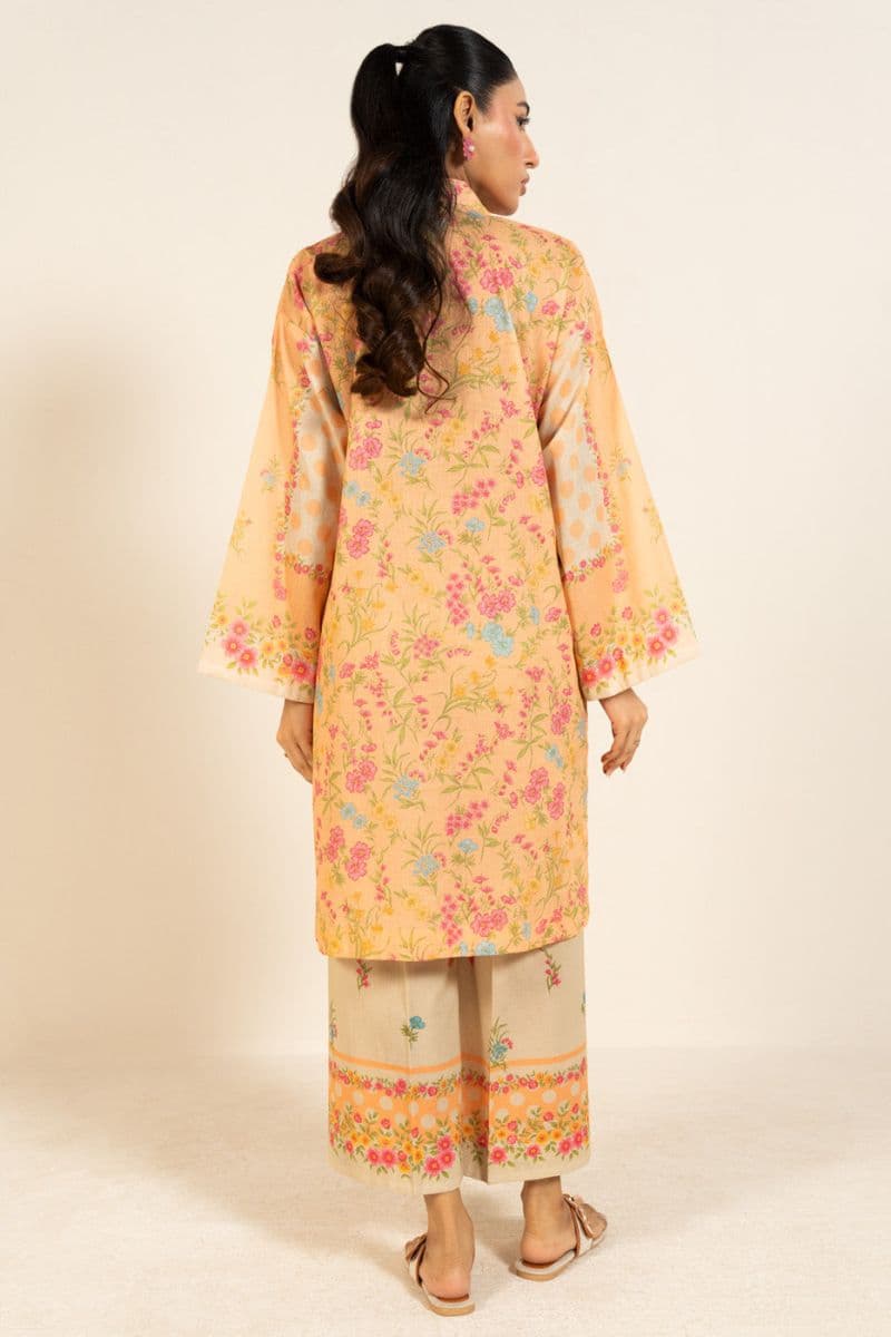 Peach Printed Lawn 2 Piece Unstitched Suit