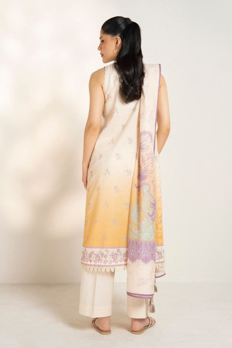 Yellow Printed Lawn 3 Piece Unstitched Suit thumbnail