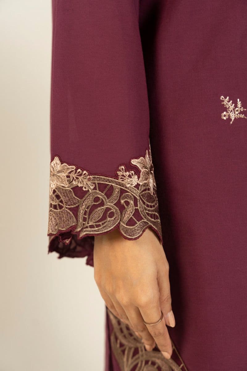 Burgundy Embroidered Lawn 3 Piece Unstitched Suit