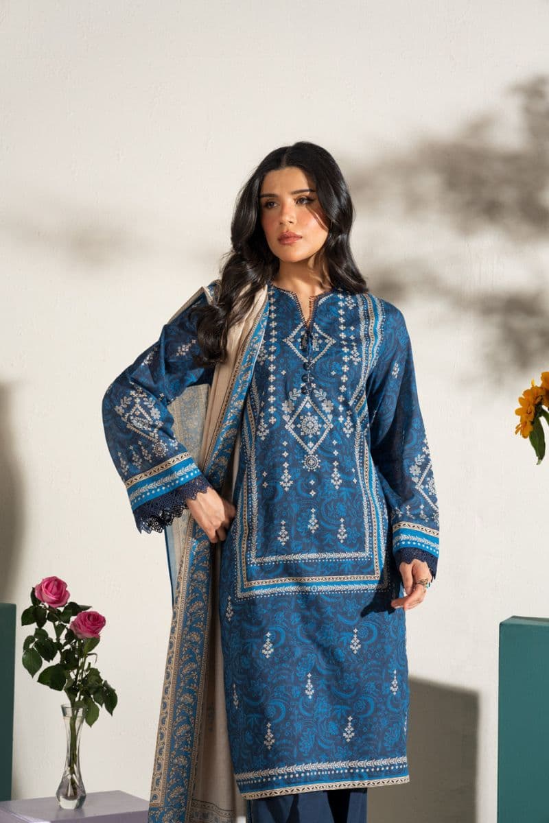 Blue Printed Lawn 3 Piece Unstitched Suit thumbnail