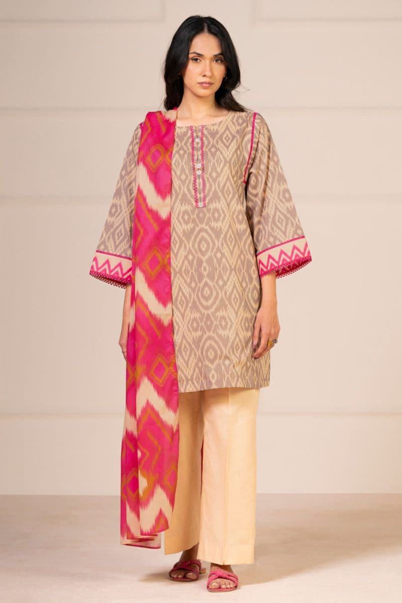 Grey Printed Lawn 2 Piece Dupatta