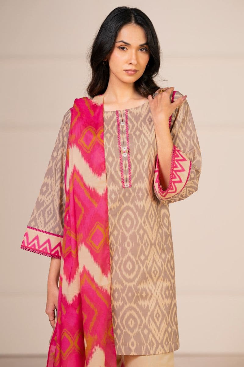 Grey Printed Lawn 2 Piece Dupatta