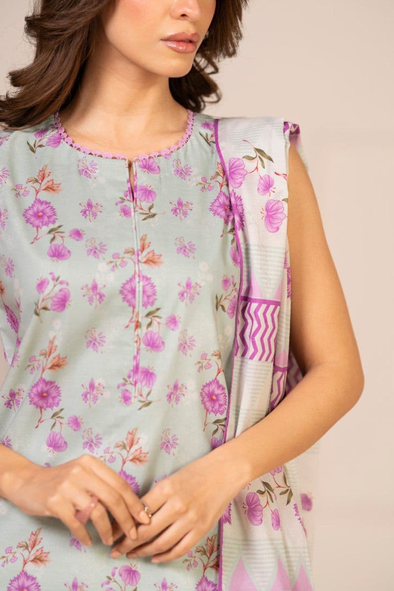 Light Blue Printed Lawn 2 Piece Dupatta