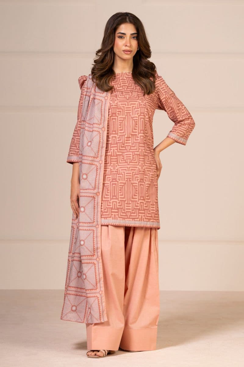 Peach Printed Lawn 2 Piece Dupatta