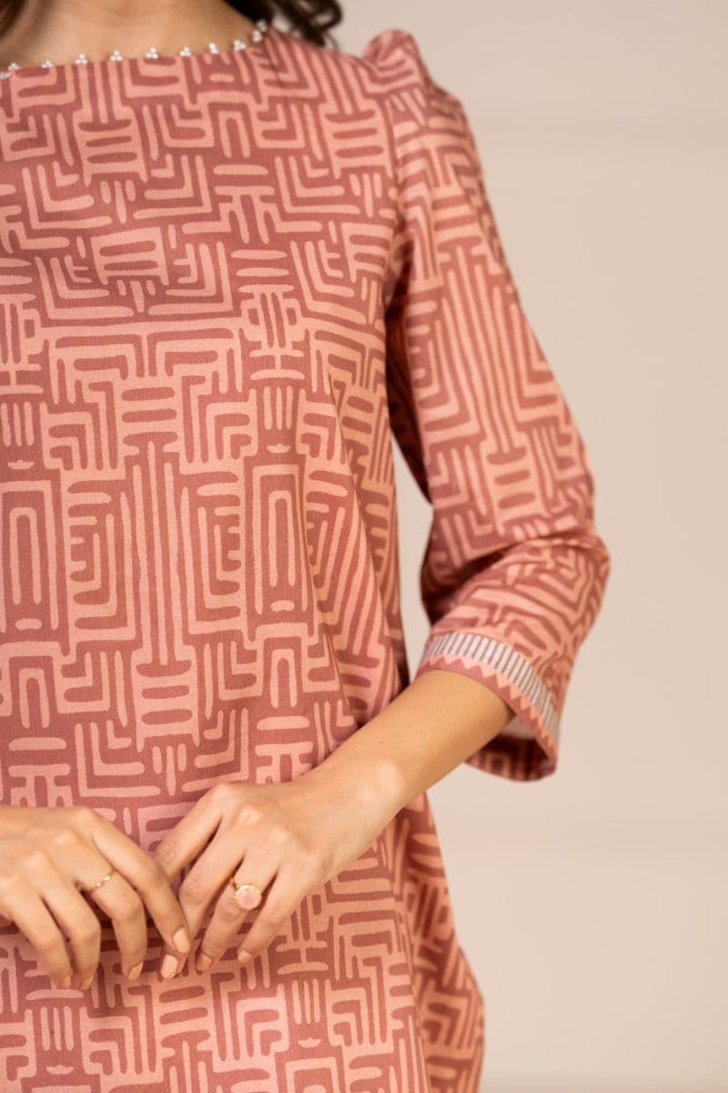 Peach Printed Lawn 2 Piece Dupatta