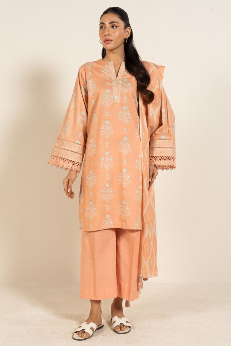 Peach Printed Lawn 2 Piece Dupatta thumbnail