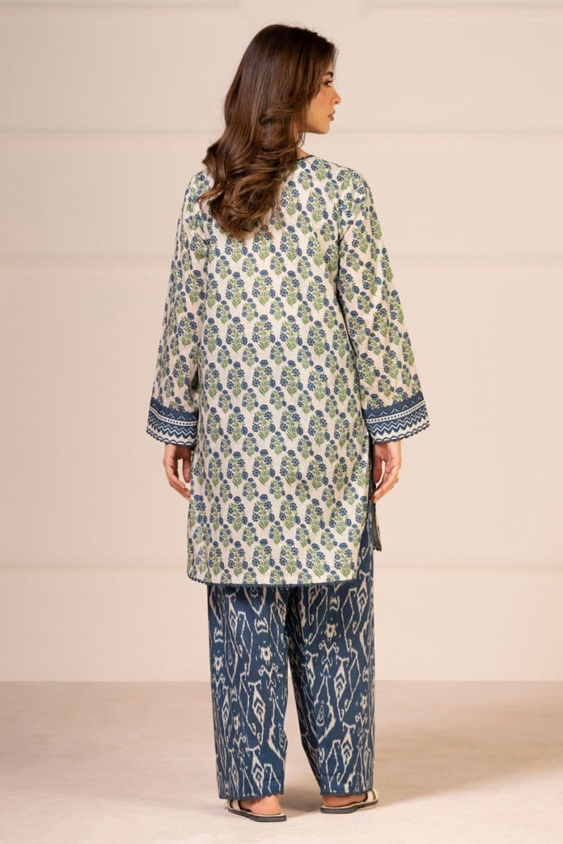 Beige Printed Lawn 2 Piece Unstitched Suit