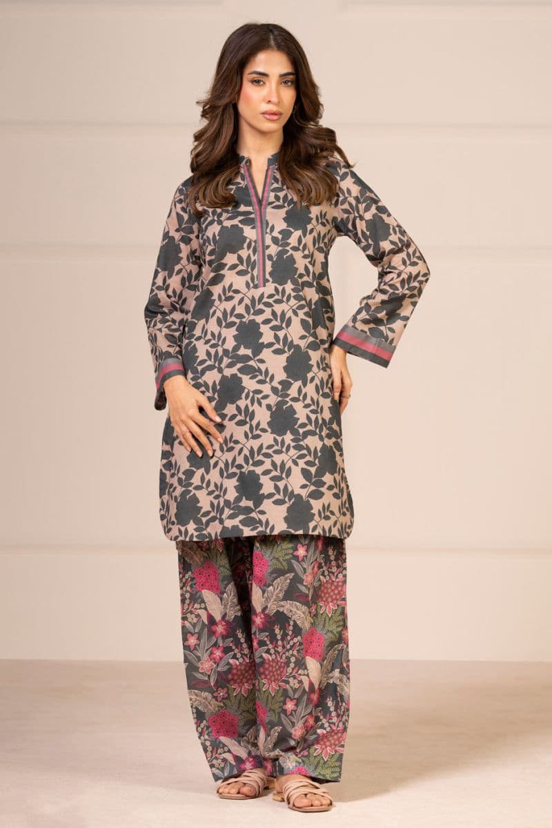Grey Printed Lawn 2 Piece Unstitched Suit thumbnail