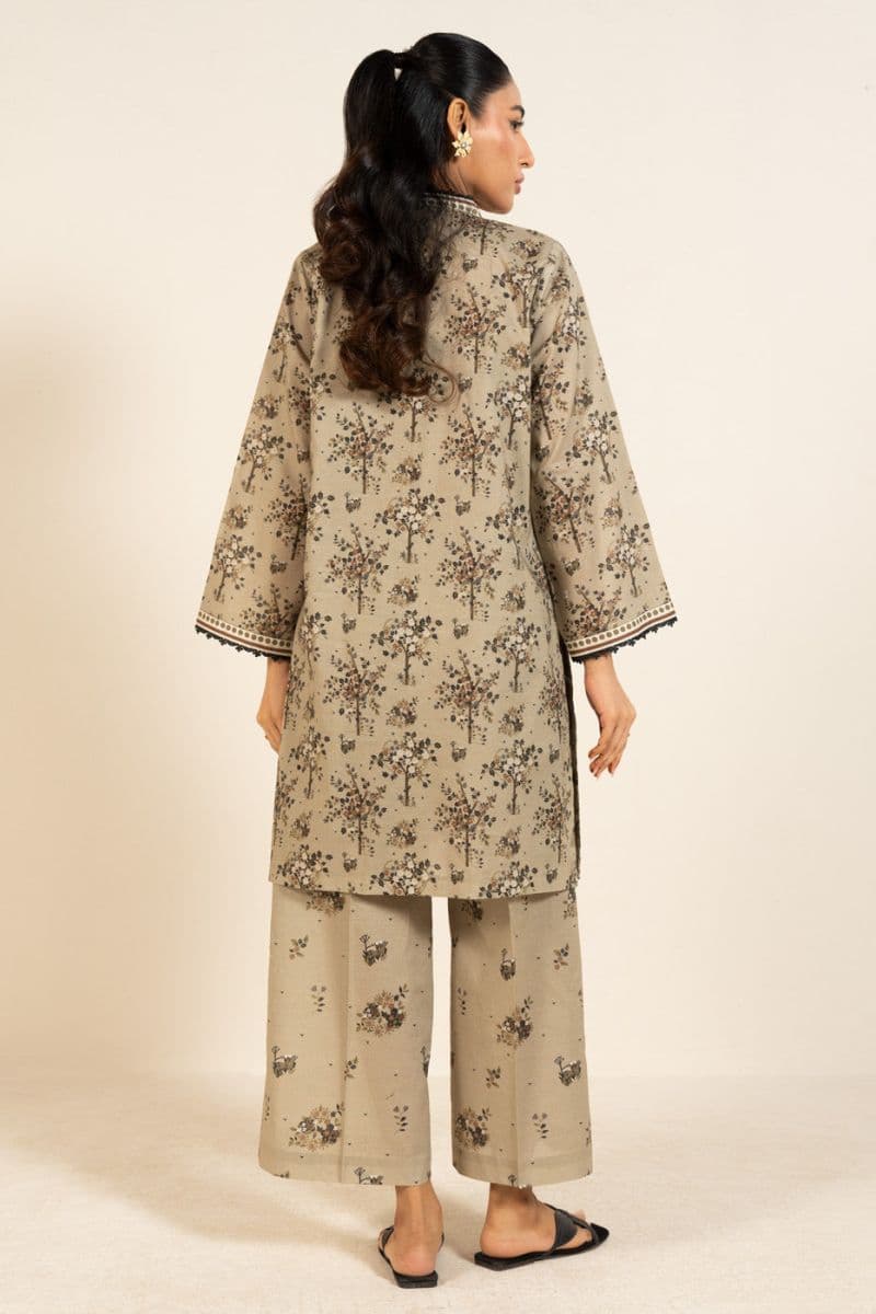 Olive Grey Printed Lawn 2 Piece Unstitched Suit thumbnail