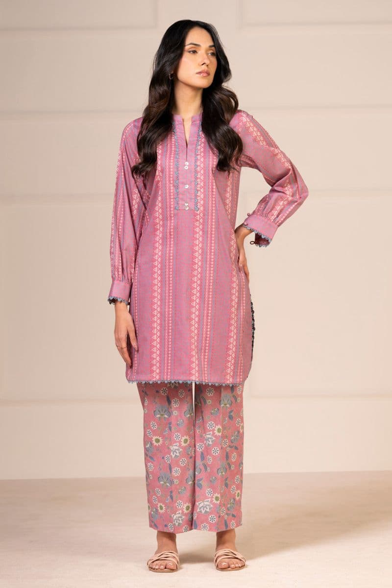 Pink Printed Lawn 2 Piece Unstitched Suit