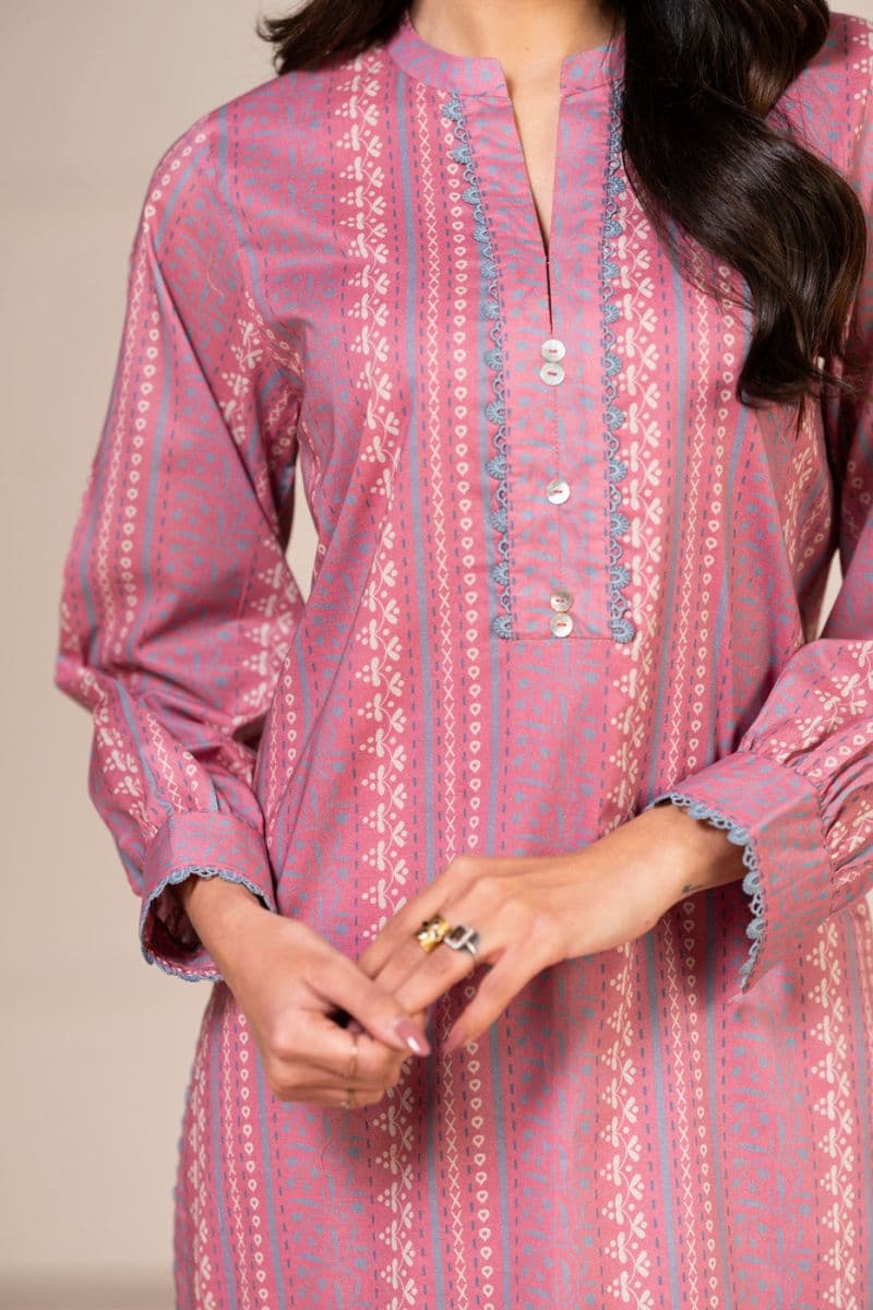 Pink Printed Lawn 2 Piece Unstitched Suit