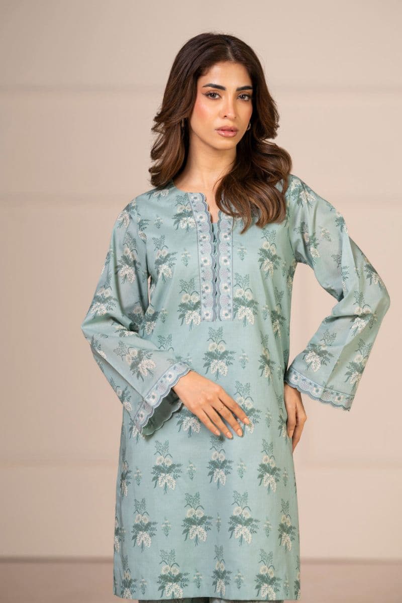 Light Ferozi Printed Lawn 2 Piece Unstitched Suit