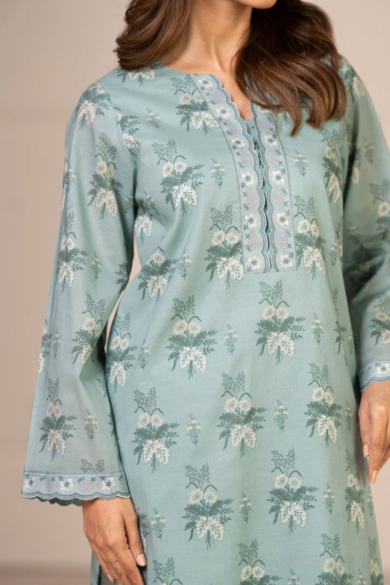 Light Ferozi Printed Lawn 2 Piece Unstitched Suit