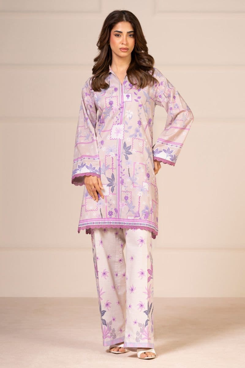 Sand Pink Printed Lawn 2 Piece Unstitched Suit thumbnail