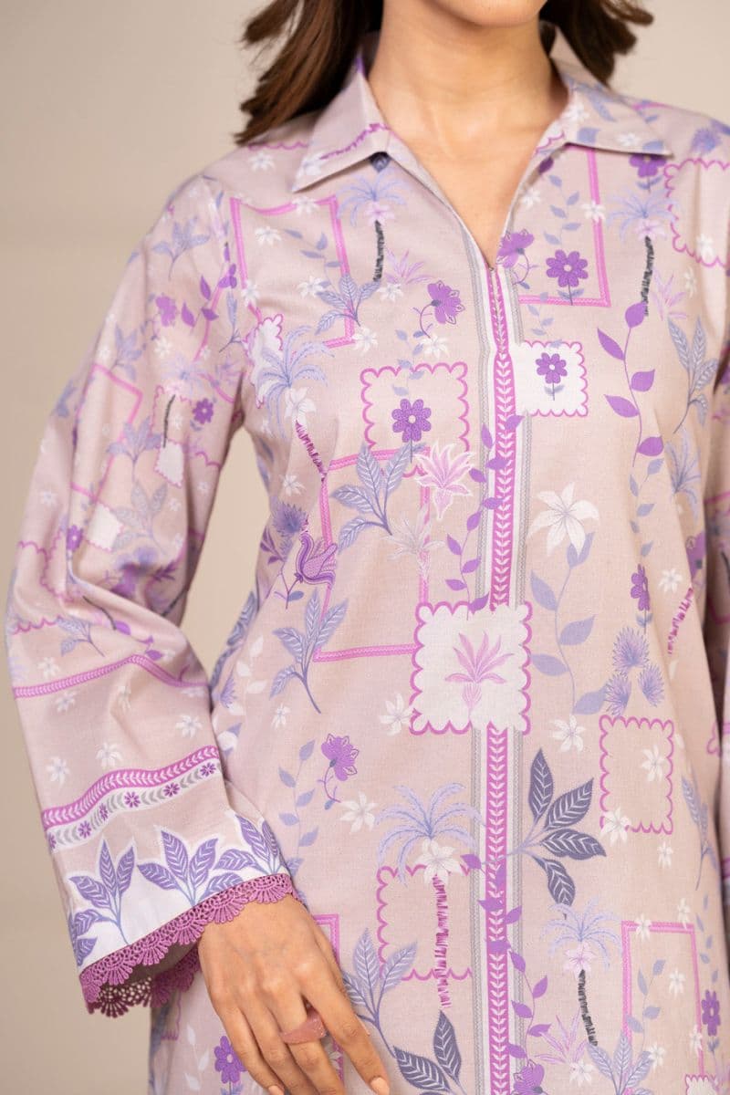 Sand Pink Printed Lawn 2 Piece Unstitched Suit thumbnail