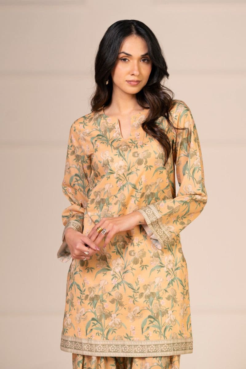 Peach Printed Lawn 2 Piece Unstitched Suit