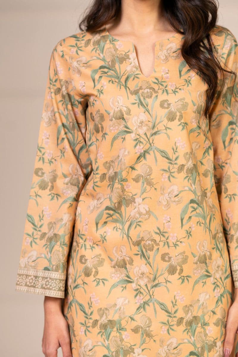 Peach Printed Lawn 2 Piece Unstitched Suit