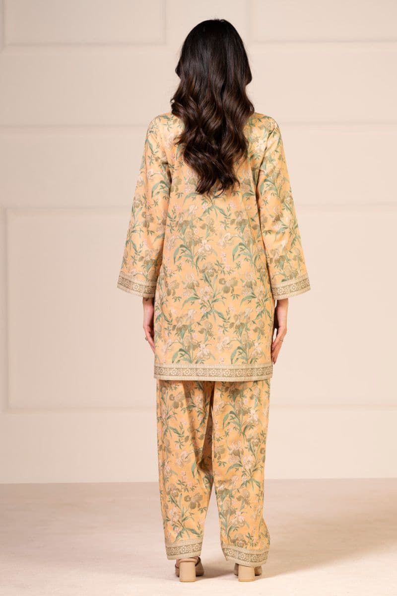 Peach Printed Lawn 2 Piece Unstitched Suit
