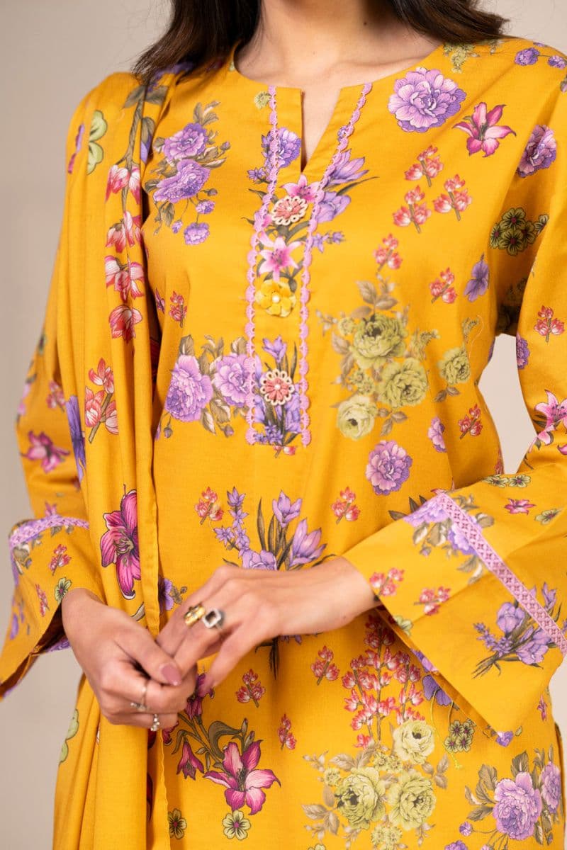 Mustard Printed Lawn 2 Piece Dupatta thumbnail