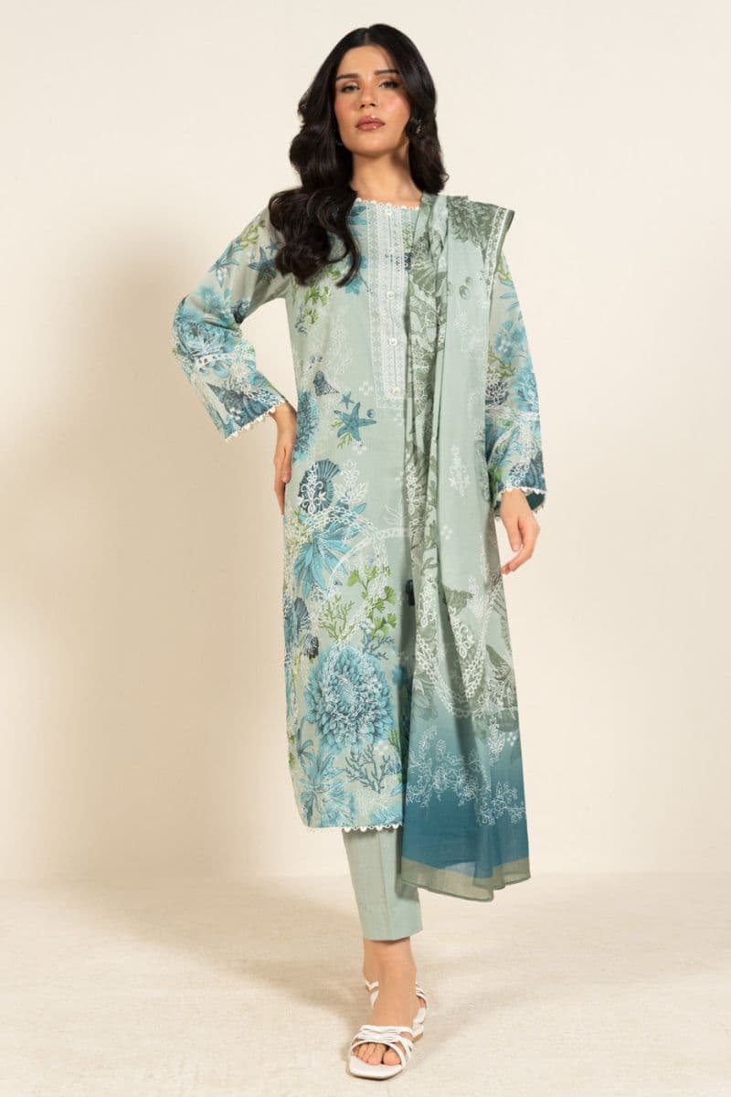 Blue Printed Lawn 2 Piece Dupatta thumbnail