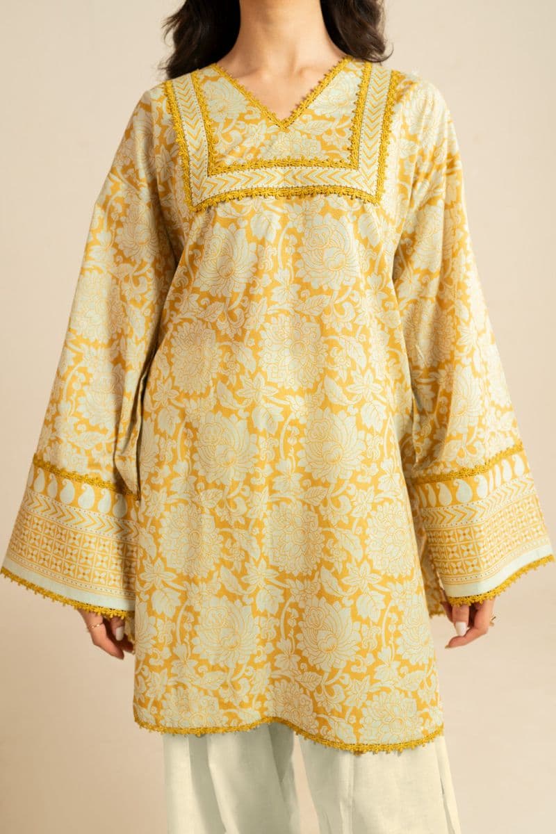 Yellow Printed Lawn 3 Piece Unstitched Suit