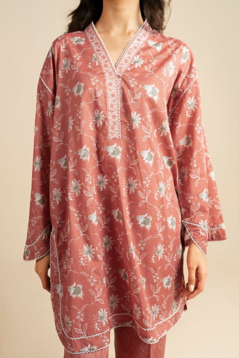 Rust Printed Lawn 3 Piece Unstitched Suit thumbnail