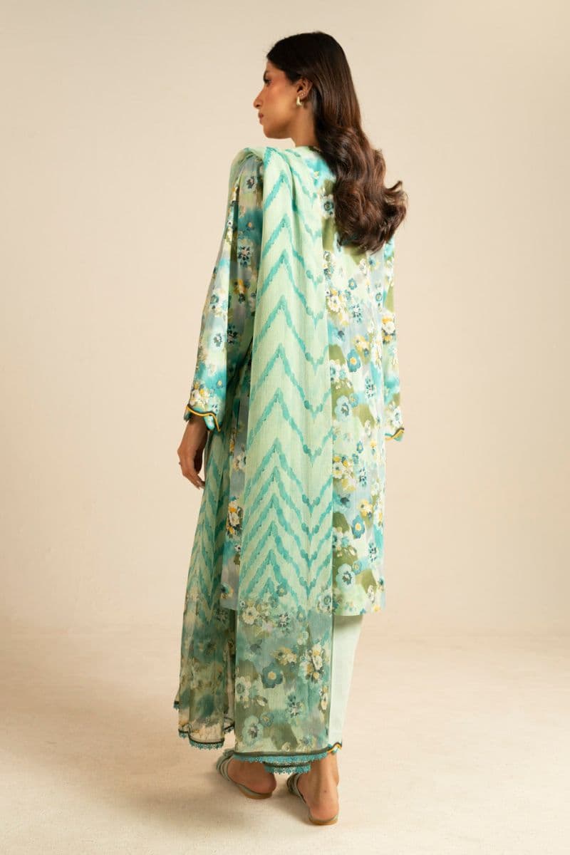 Sea Green Printed Lawn 3 Piece Unstitched Suit